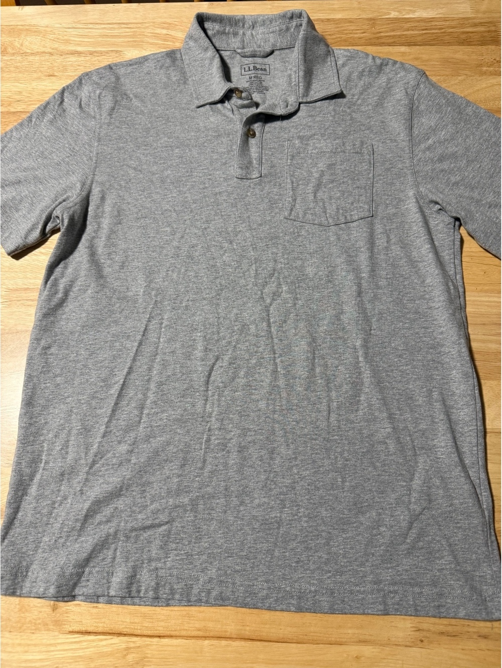L.L.Bean Men’s Medium Regular Gray 100% Cotton Short Sleeve Polo Shirt